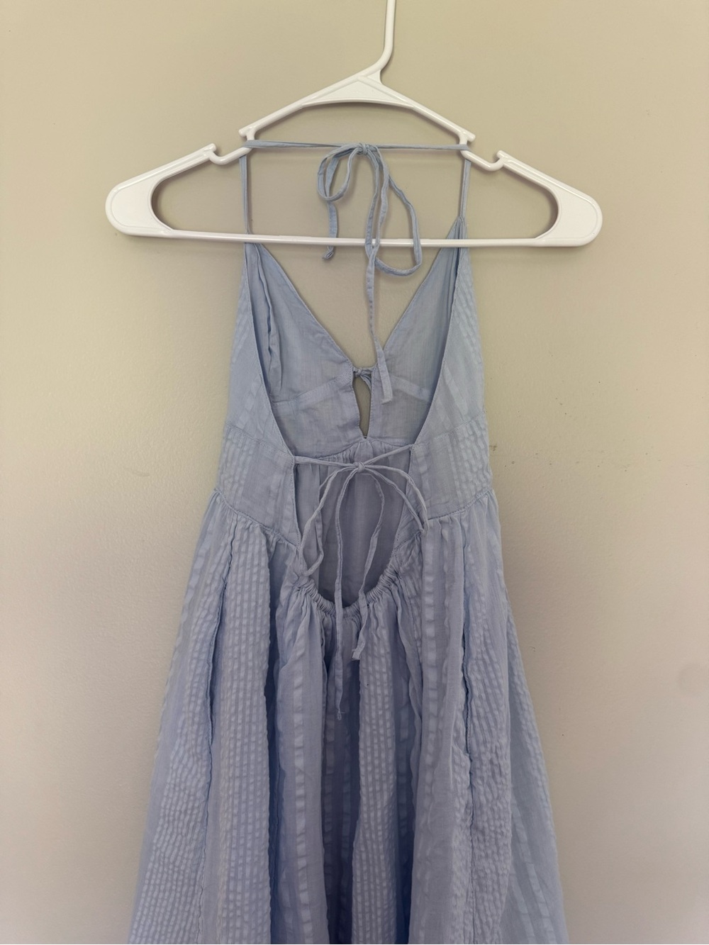 aerie Light Blue Halter Tie-Front Maxi Dress - Picture 3 of 4